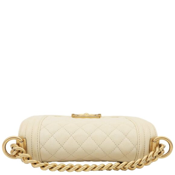 Chanel Boy Flap Small Quilted Caviar Leather Chain Shoulder Bag Cream - Picture 6 of 14